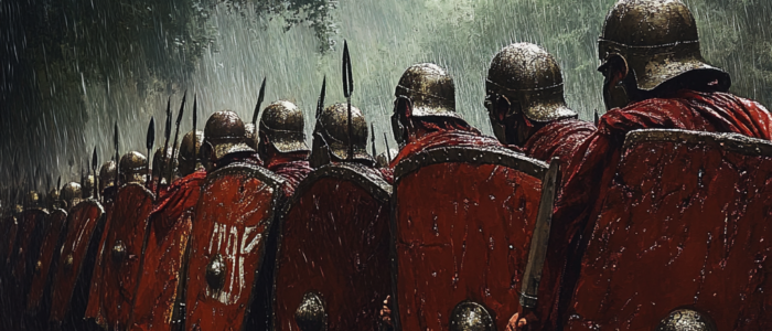 Heavy_rain_suddenly_falling_on_a_Roman_marching
